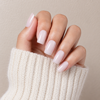 32 pièces de faux ongles à presser en ABS, couleur nude laiteux, courts, carrés et ovales, brillants, de haute qualité, imperméables, vente en gros
