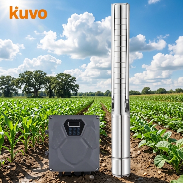 KUVO High-performance 2200W Solar Water Pump 3hp 4 Inch Solar-powered Submersible Pump Deep Well Pump with Centrifugal Impeller