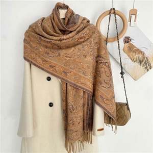 Écharpes et châles longs et épais en cachemire style ethnique pour femme, double usage (hiver et climatisation), avec pompons YHK0051 - Product Image 2