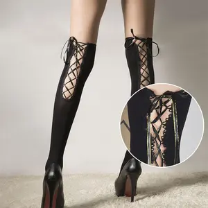 2024 fashion custom lady stockings sexy girls thigh high knit stockings with back seam