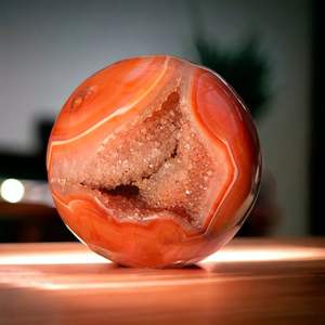 Bola de Cristal de Ágata Roja Carnelina, Piedra Curativa Natural al por Mayor, con Cristales Druzy, Artesanías de Cristal para Decoración del Hogar - Product Image 1