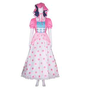 Disfraz de Pastora Little Bo Peep, Vestido Vintage Rosa con Puntos, Gorro, Capa Azul y Mono de Encaje para Mujer - Product Image 4