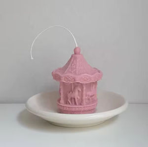 Vela Aromática de Cera de Soja Hecha a Mano con Forma de Carrusel en Colores Macarrón, Material de Cera de Abeja para Decoración del Hogar, para Navidad y Acción de Gracias - Product Image 4