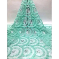 Tissu en dentelle de tulle 3D luxueux et coloré, orné de perles et de sequins brodés, idéal pour les robes de mariée nigérianes