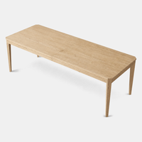 Table à manger rectangulaire extensible de luxe en bois massif, avec coins chanfreinés et pieds coniques, pour hôtels et villas