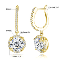 Boucles d'oreilles créoles en or 14K avec halo, couleur D, VVS, certifiées GRA, 2 carats, en moissanite, pour mariage et fiançailles, pour femme