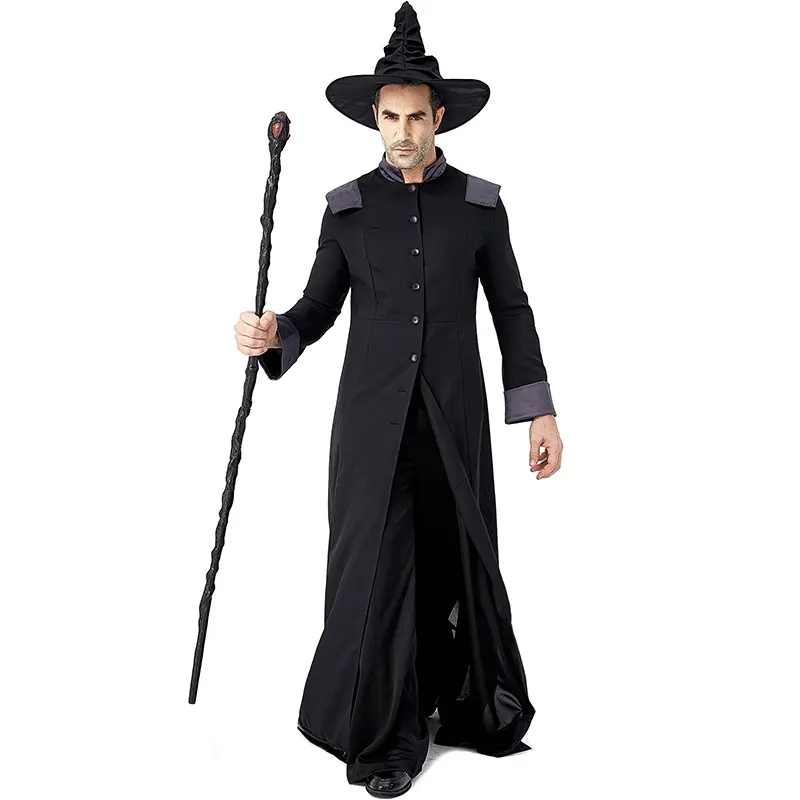 पुरुषों हेलोवीन पार्टी जादूगर वेशभूषा लंबी रस्सी फैंसी शैतान Cosplay कॉस्टयूम