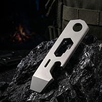 Herramienta Multiusos EDC de Aleación de Titanio TGZUO, Palanca, Llave Inglesa, Regla Métrica, Anillo para Llaves, Herramienta de Bolsillo para Acampar al Aire Libre