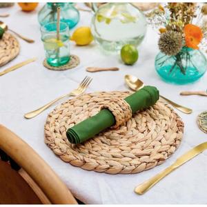 Lot de 100 anneaux de serviette en jacinthe d'eau, naturels, tissés à la main, style bohème, porte-serviettes rustiques pour la décoration de table de ferme, idéal pour la restauration - Product Image 3