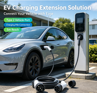 Câble d'extension de charge EV Type 2 vers Type 2, 5 m, 32 A, 7 kW, 11 kW, 22 kW, cordon de chargeur standard UE pour borne de recharge murale et station publique