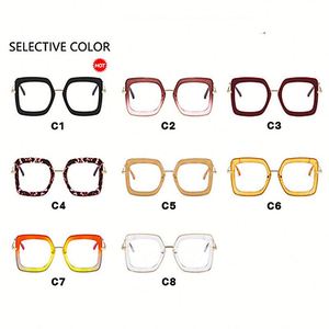 Lunettes de vue surdimensionnées anti-lumière bleue TR90 avec logo personnalisé, imprimé floral, monture carrée, pour femmes - Product Image 6