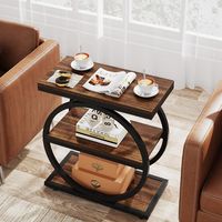 Table d'appoint en fer forgé de style américain, en bois massif, nouvelle table d'appoint pour canapé, table basse, table d'appoint de rangement pour salon