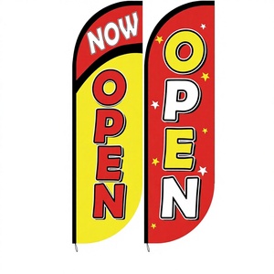Customized Open Themed Feather Flag for Commercial Advertising, Waterproof Red/yellow Banner, Suitable for Grand Opening Events