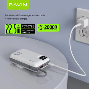 BAVIN Powerbank personnalisé 22,5W <span class=keywords><strong>20000mAh</strong></span> PC1079s Charge rapide sans fil 20000 Mah Power Bank avec câbles pour téléphone - Product Image 4