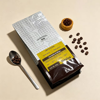 Sachet de café noir mat personnalisé de haute qualité avec logo, scellé sur huit côtés, sac portable à fond plat pour l'emballage alimentaire et du café