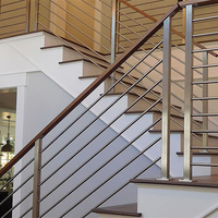 Kit de balustrade haut de gamme en acier inoxydable à barres solides, avec remplissage horizontal et main courante en bois pour terrasse extérieure