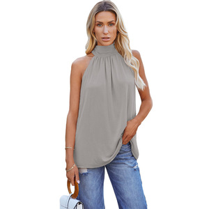 <span class=keywords><strong>T</strong></span>-<span class=keywords><strong>shirt</strong></span> <span class=keywords><strong>Femme</strong></span> Chic Décontracté <span class=keywords><strong>sans</strong></span> Manches Couleur Unie, Nouveau Style É<span class=keywords><strong>t</strong></span>é Automne – Vente en Gros - Product Image 4