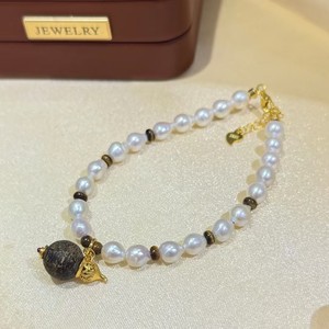 Brazalete de Cuerpo Completo de Plata de Ley con Madera de Agar y Piedra de Ojo de Tigre, Joyería de Agua Dulce para Regalos - Product Image 1