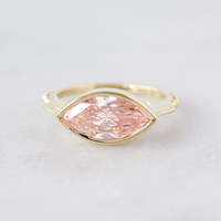Bague en diamant rose Marquise cultivé en laboratoire certifié IGI CVD HPHT 2-4 carats Or 14K 18K Sertissage clos Est-Ouest Bijoux fins personnalisés