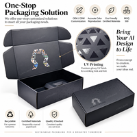 Boîtes d'emballage de luxe en carton noir mat imprimées UV, boîte d'expédition pliable en papier pour colis de livraison de cadeaux e-commerce