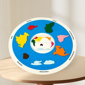 Jouets éducatifs précoces, carte d'apprentissage en bois, enseignement Montessori, puzzle des sept continents - Product Image 2