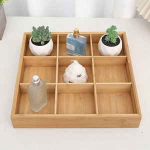 Solid wood nine-compartment <b>tray</b>, wooden grid <b>storage</b> box, multi-compartment wooden box, nine-compartment nut and succulent - Product Image 1