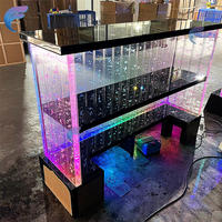 Barra de Bar Moderna en Forma de L de Acrílico con Luces LED Multifuncional para Sala de Estar, Hotel o Centro Comercial