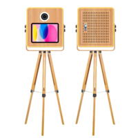 Stock en entrepôt EU USA petit photomaton à grain de bois de 15.6 pouces avec lumière flash et parapluie