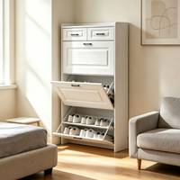 Meuble à chaussures blanc étroit avec tiroirs pour l'entrée de la maison