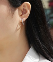 Boucles d'oreilles créoles rondes en argent sterling 925 pour femme, serties pavé de moissanite couleur D VVS1, boucles d'oreilles diamant moissanite