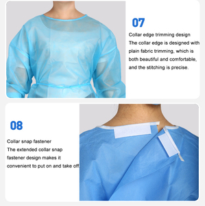 Blouse d'isolement jetable SMS pour tests de laboratoire, vêtement de protection à fermeture inversée, en PP, imperméable, anti-poussière et respirant - Product Image 4