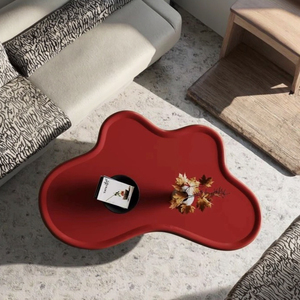 Bướm Bàn cà phê sợi thủy tinh màu đỏ tươi phong cách hiện đại có thể điều chỉnh chiều cao đồ nội thất phòng khách - Product Image 2