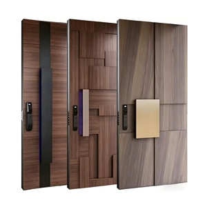 Modern Luxury Solid Wood Pivot Entrance Door, <b>Smart</b> <b>Lock</b> Security Exterior Front Door for Villa & Residential Home - Product Image 1