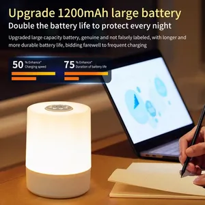 Lampe de chevet <span class=keywords><strong>LED</strong></span> tactile rechargeable par USB, lampe de table en ABS avec télécommande, 3 couleurs réglables, lampe de chevet pour la décoration de la chambre - Product Image 2