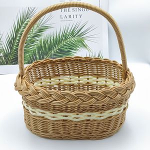 Cesta <span class=keywords><strong>de</strong></span> Almacenamiento <span class=keywords><strong>de</strong></span> Plástico Tejido, Ecológica, Moderna, Multiusos, Portátil, <span class=keywords><strong>para</strong></span> Picnic al Aire Libre, Organización <span class=keywords><strong>de</strong></span> Frutas, Uso como Regalo, Venta al Por Mayor - Product Image 1