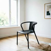 Chaise en plastique moderne et durable, portable, avec dossier incurvé et assise moulée, finition mate, pour cuisine et cantine - Prix de gros