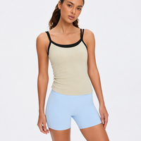 Débardeur color block en modal Lenzing doux 240 g/m² pour femme, 6 couleurs, avec coussinets intégrés, soutien-gorge de yoga sans couture, débardeur rembourré dos nageur