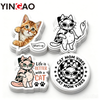 Autocollants de chat amusants et mignons, autocollants en vinyle découpés sur mesure, imperméables, adaptés aux enfants, adhésifs, pour une décoration idéale