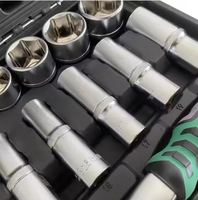 Juego de caja de herramientas de reparación de 118 Uds., Kit de herramientas manuales y eléctricas de acero al carbono con cinta métrica de nivel de llave para uso en el hogar y el taller