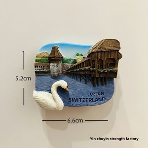 Aimants de réfrigérateur en résine pour souvenirs, représentant la Jungfrau, le Matterhorn, Berne, Zurich, Lucerne, Interlaken - Product Image 4