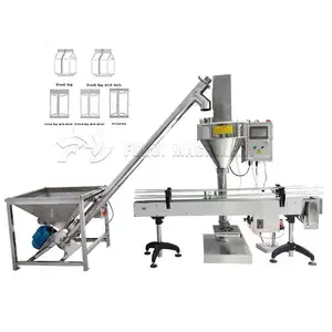 Food industries low cost auto flour grain spice auger powder filling sealing capping packing machine
