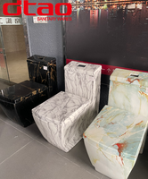 WC en céramique marbrée de conception unique, cuvette de toilette carrée à poser au sol, toilette en marbre pour salle de bain