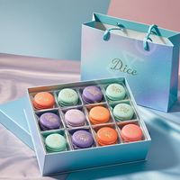 Boîte cadeau pour 12 macarons, boîte en papier pour macarons avec séparateur, boîte en papier personnalisée pour gâteaux, beignets, cupcakes, chocolats, macarons