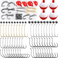 Kit de pêche pour débutants 84 pièces avec flotteurs, hameçons, plombs et émerillons pour la pêche au bar, à la truite, au poisson-chat et au poisson-sole en eau douce – Ensemble de démarrage