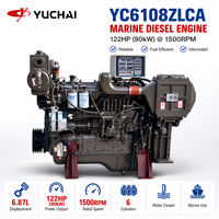 Moteur diesel marin SCDC Yuchai YC6108ZLCA 122 CV 1500 tr/min 6 cylindres refroidi par eau turbocompressé pour propulsion de bateau