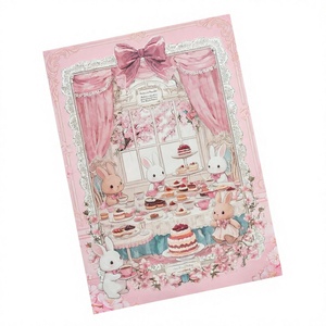 Pegatinas Decorativas de Conejitos Rosados para Fiesta de Té, Adhesivos de Papel PET Autoadhesivos para Decoración Navideña DIY - Product Image 3