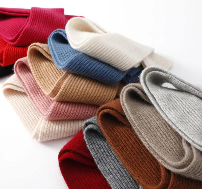 Bufanda de cachemira pura personalizada, nueva bufanda gruesa acanalada de lana