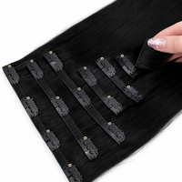 Extensiones de Cabello Clip-In PU Negras Premium, Lisas, Fácil DIY, Volumen y Largo Instantáneos