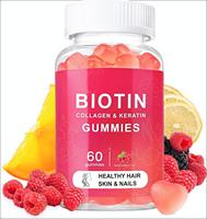 Bonbons gélifiés à la vitamine pour les cheveux JN avec biotine et collagène, complément beauté antioxydant naturel pour adultes, 60 unités