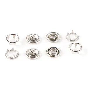 Factory 9.5mm Silver White Or Custom Color Prong Snap Button Stainless Steel Buttons Snap Kids Clothing